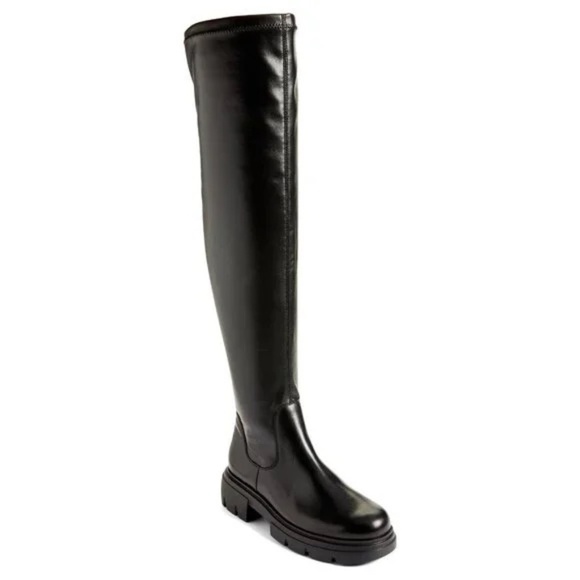 $550 PAUL GREEN Osborne Over the Knee Boot LEATHER CHUNKY BLACK - Picture 1 of 11